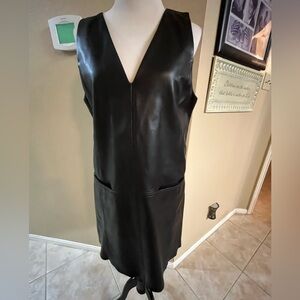 Gianni Bini Genuine Leather Black Mini Dress